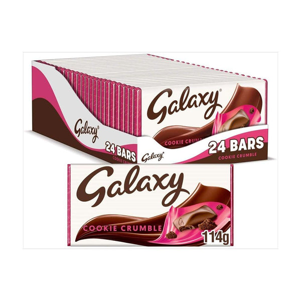 Galaxy Cookie Crumble: Smooth chocolate with crunchy cookie pieces