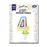 Number 4 Glitter Birthday Candle Cake Topper | Multicolour, Double-Sided