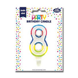 Number 8 Glitter Birthday Candle Cake Topper | Assorted Colours, Double-Sided
