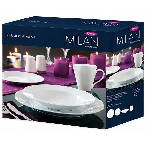 Milan 16pc Dinner Set White | Durable Microwave & Dishwasher Safe