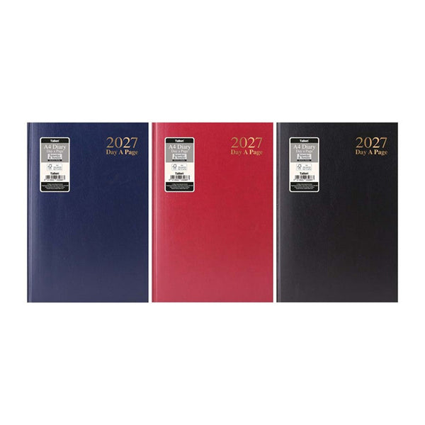 A4 Day-a-Page Diary | 2027, Hardback, Plain Cover, Assorted Colours