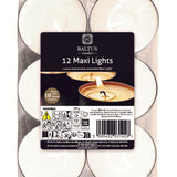 Baltus White Maxi Tealight Candles | Unscented | 12 Pack | 10hr Burn