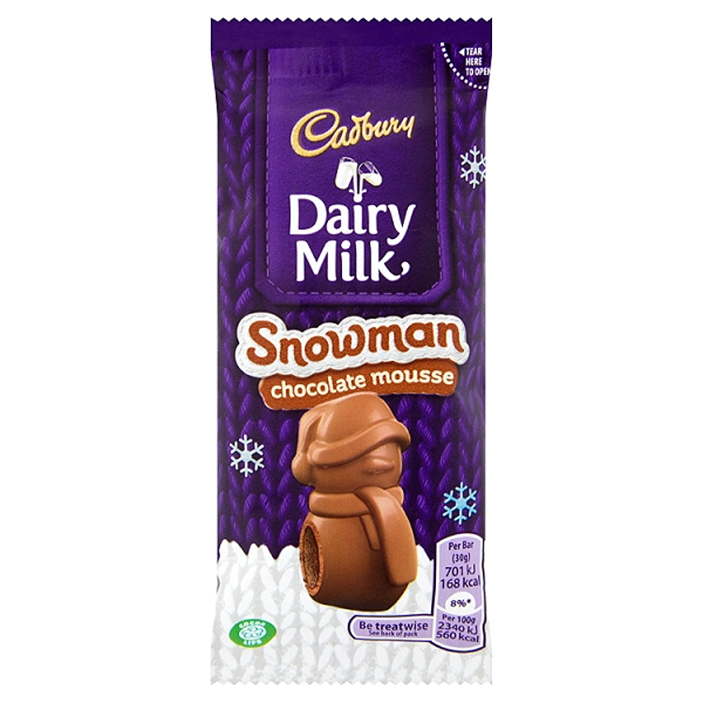 cadbury dairy milk mousse snowman chocolate bar - 30g
