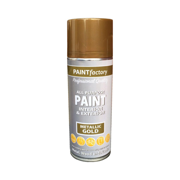 Rapide Gold Metallic Spray Paint | 400ml, Interior and Exterior