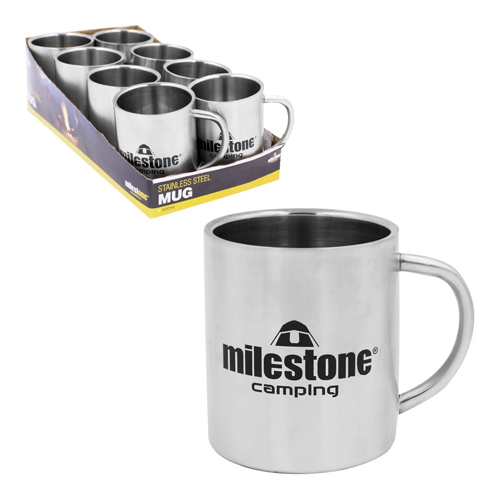 Milestone Stainless Steel Camping Mug | 300 ml, Lightweight, Welded Handle
