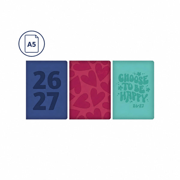 Academic A5 Week To View Fabric Hardcover 2026/27