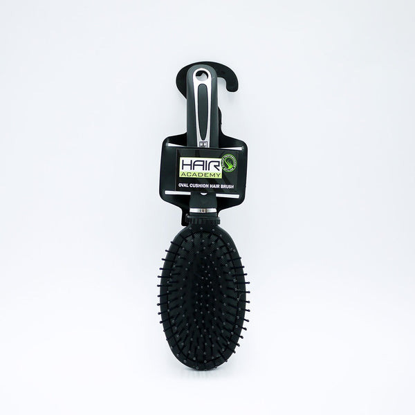 Hair Academy Oval Hair Brush | Black, Flexible Bristles, All Hair Types