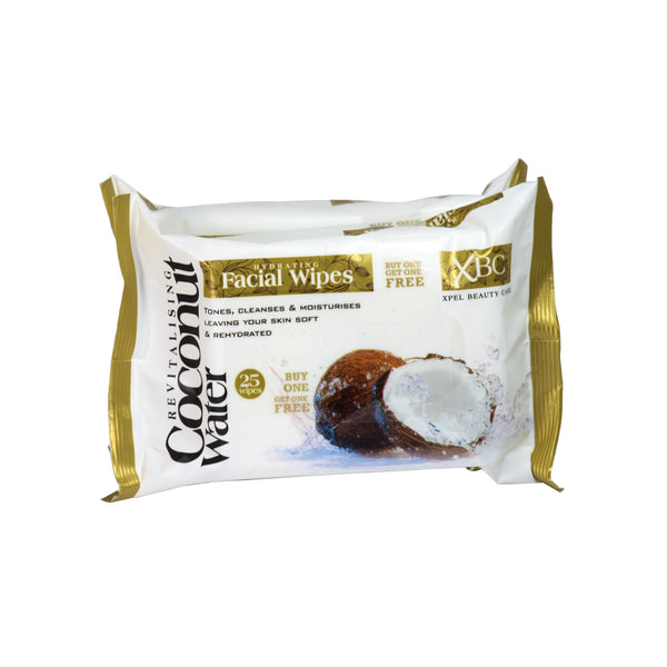 Xpel Nail Care Coconut Water Facial Wipes | Pack of 2, 25 Wipes per Pack
