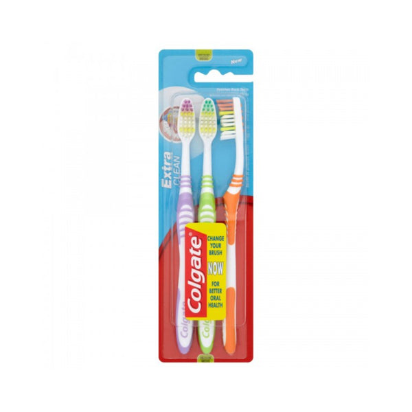 Colgate Extra Clean Toothbrushes | Pack of 3, Multi-Level Bristles