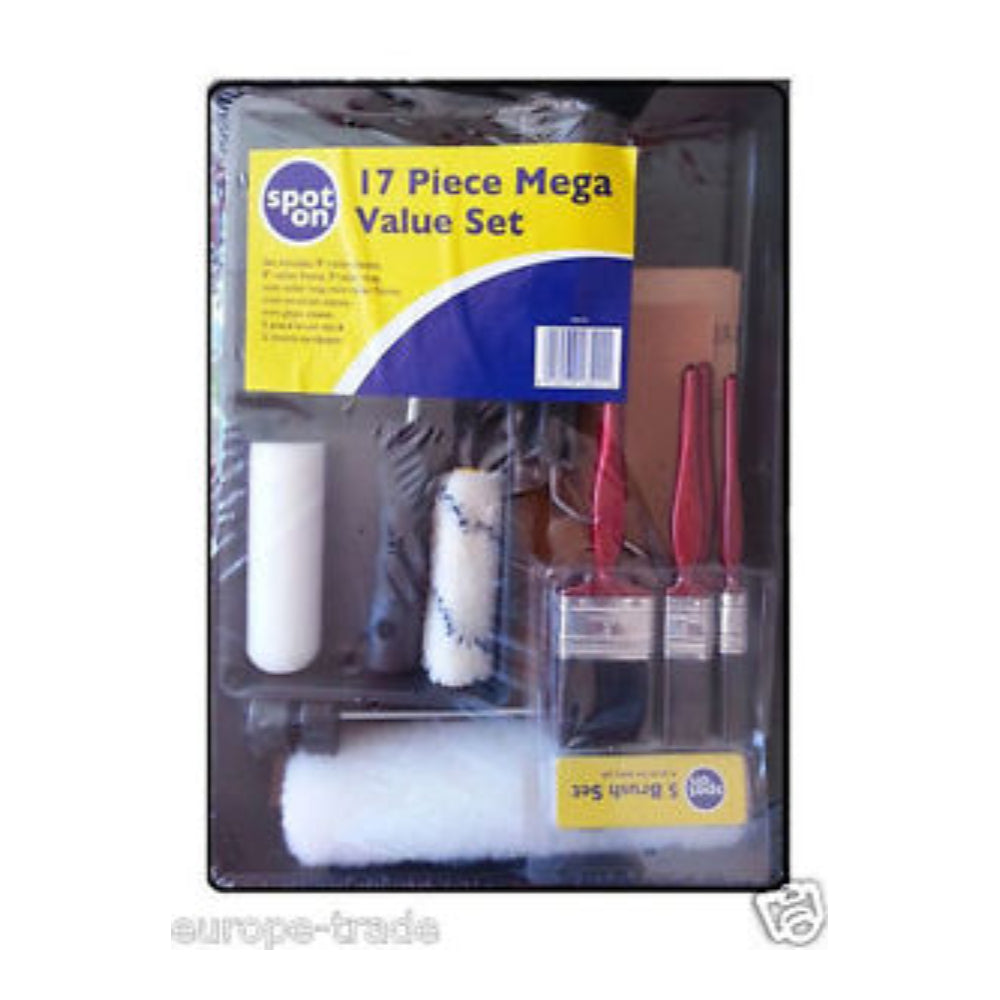 Spot On Mega Value Painting and Decorating Kit | 17 Pieces, Brushes and Rollers