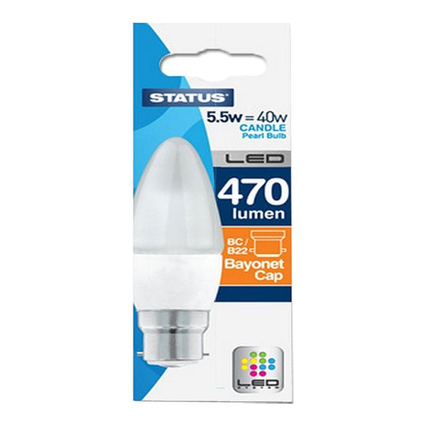 Status Energy-Efficient LED Candle Bulb | 5.5W=40W, BC/B22, 470 Lumens