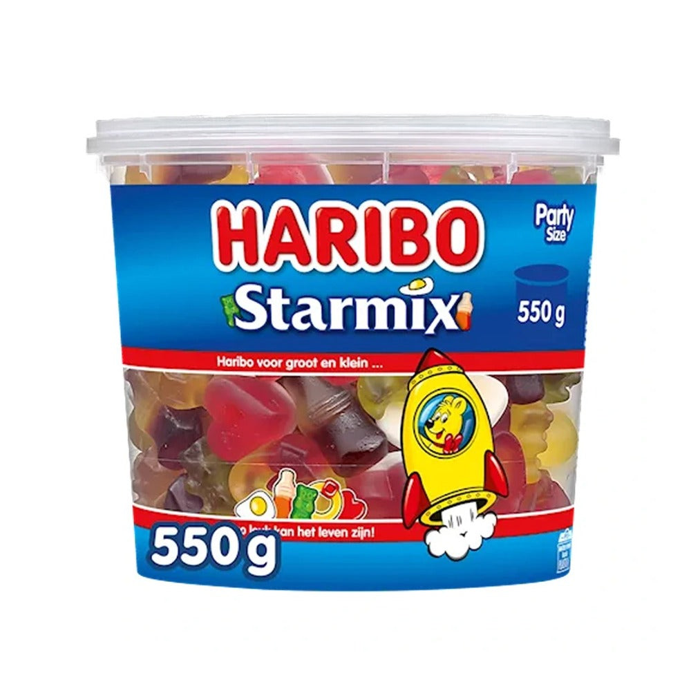 Haribo Starmix Assorted Gummy Sweets Tub - 550g, Resealable Lid
