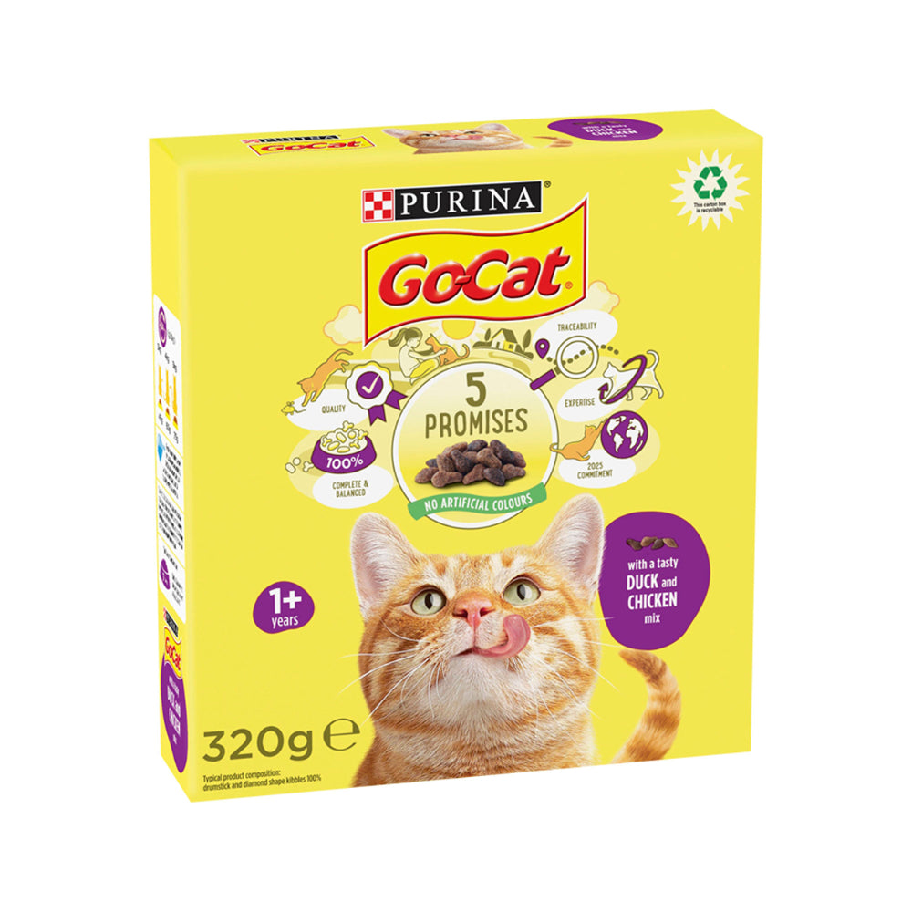 Purina Go-Cat Chicken and Duck Dry Cat Food | Adult 1+, 320g