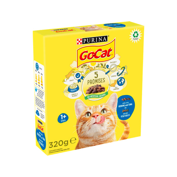 Purina Go Cat Tuna, Herring and Vegetable Dry Cat Food | Adult, 320g