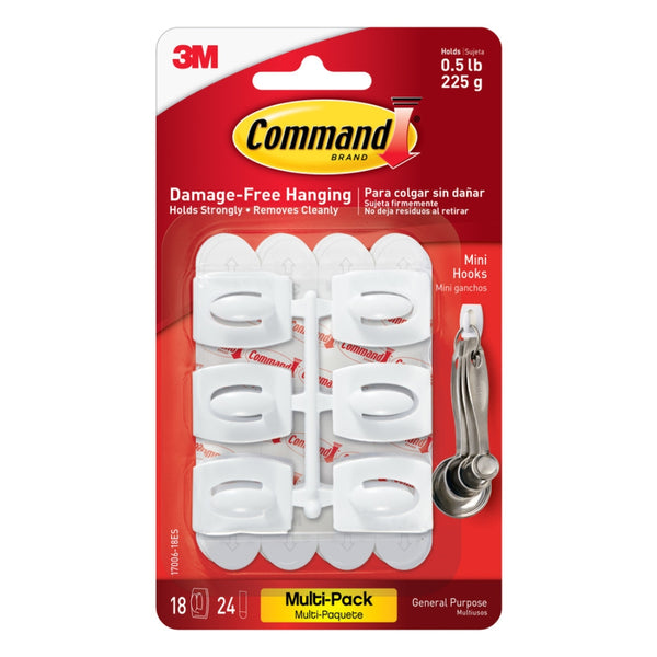 Command Mini Picture Hooks | Holds 0.5 lb, 18 Hooks and 24 Strips Included