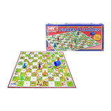 Traditional Snakes and Ladders Board Game - 2-6 Players, Assorted Counters
