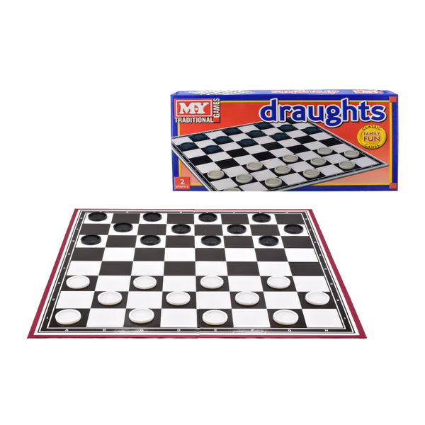 Traditional Draughts Board Game - Foldable Checkerboard, 2 Players