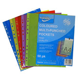 Supreme A4 Multi-Punched Poly Pockets | Vibrant Colours | Pack of 50