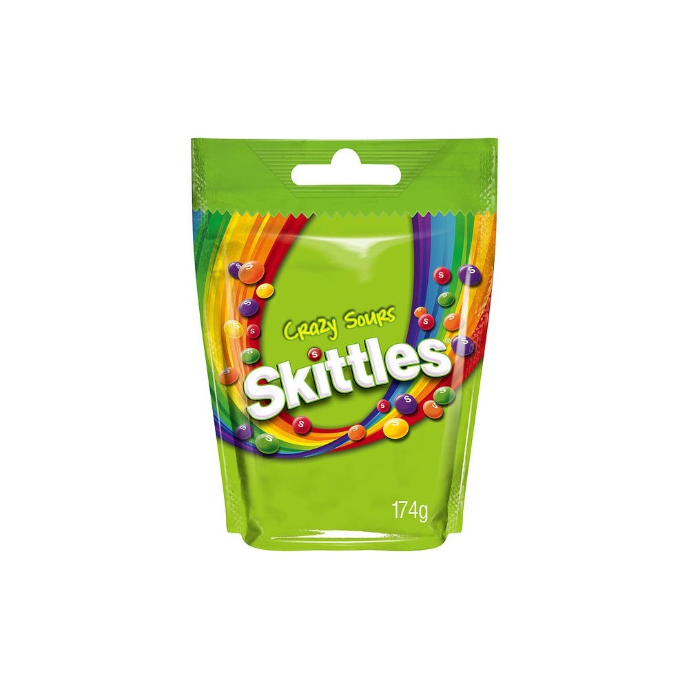 Skittles Crazy Sours Pouch Chewy Fruit Sweets | 174g, Resealable