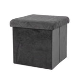Urban Living Dark Grey Velvet Storage Box | 37.5 x 37.5 x 37.5 cm
