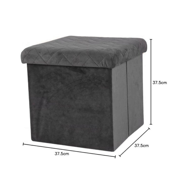 Urban Living Dark Grey Velvet Storage Box | 37.5 x 37.5 x 37.5 cm