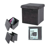 Urban Living Dark Grey Velvet Storage Box | 37.5 x 37.5 x 37.5 cm