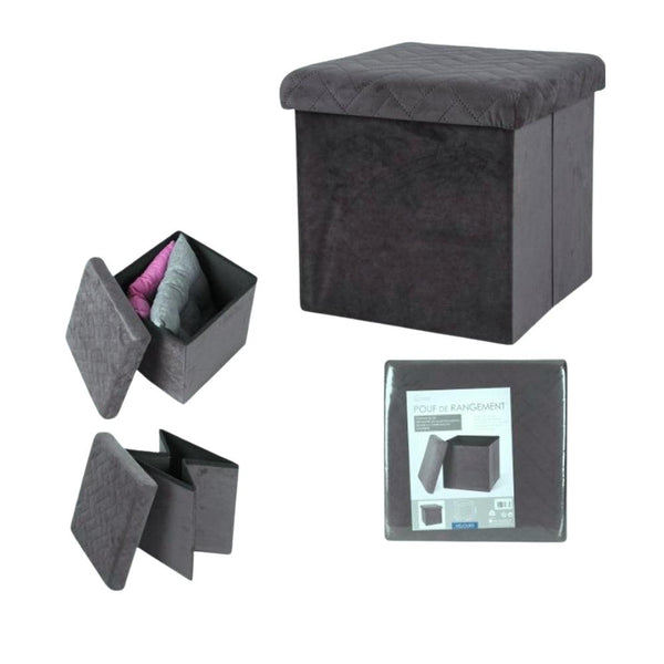 Urban Living Dark Grey Velvet Storage Box | 37.5 x 37.5 x 37.5 cm