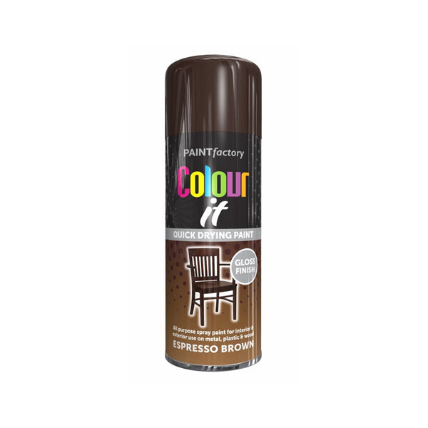 Paint Factory Colour It Espresso Brown Spray Paint | Gloss Finish, 750ml
