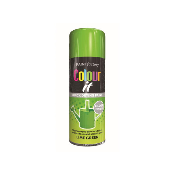 Paint Factory Colour It Lime Green Spray Paint | Gloss Finish, 400ml