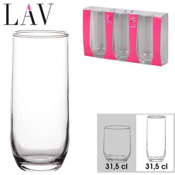 LAV Sude Hi Ball Glass Set | Durable, 31.5 cl Capacity | Pack of 3