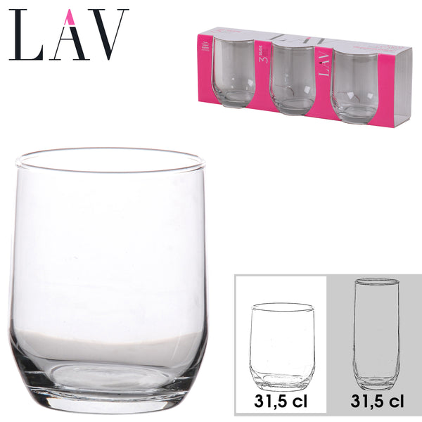 LAV Sude Tumbler Glass Set | High-Quality, 31.5cl Capacity | Pack of 3