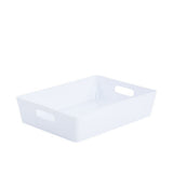 Studio White Rectangular Storage Basket | Cut-Out Handles, Low-Profile