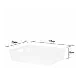 Studio White Rectangular Storage Basket | Cut-Out Handles, Low-Profile