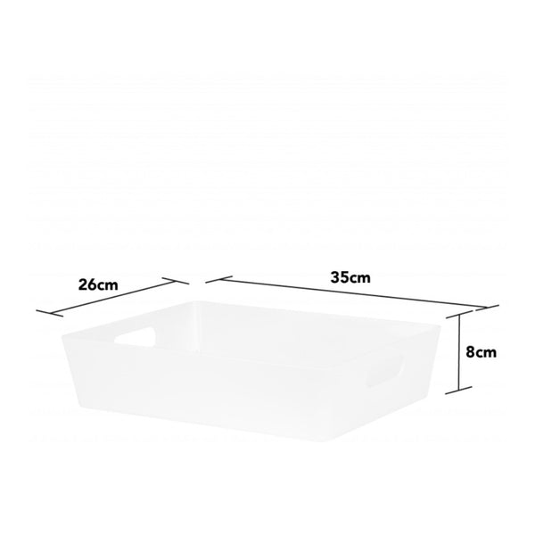 Studio White Rectangular Storage Basket | Cut-Out Handles, Low-Profile