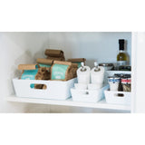 Studio White Rectangular Storage Basket | Cut-Out Handles, Low-Profile