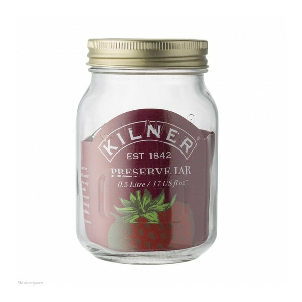 Kilner Clear Glass Preserve Jar with Gold Screw Lid | 0.5 Litre