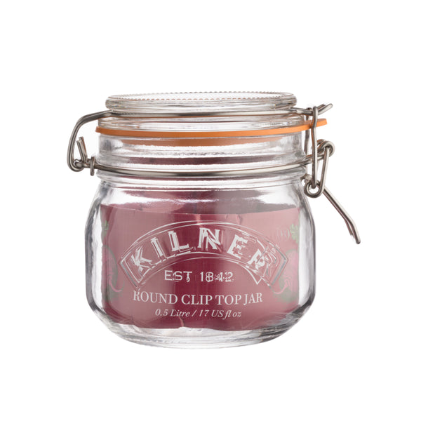 Kilner Clip Top Round Glass Storage Jar | 0.5L, Clear, Airtight Seal
