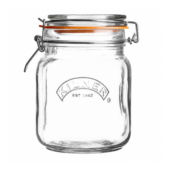 Kilner Clip Top Square Glass Storage Jar | Airtight, 1 Litre