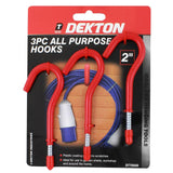 Dekton Durable All Purpose Hooks | 3Pc 2in, Bright Red