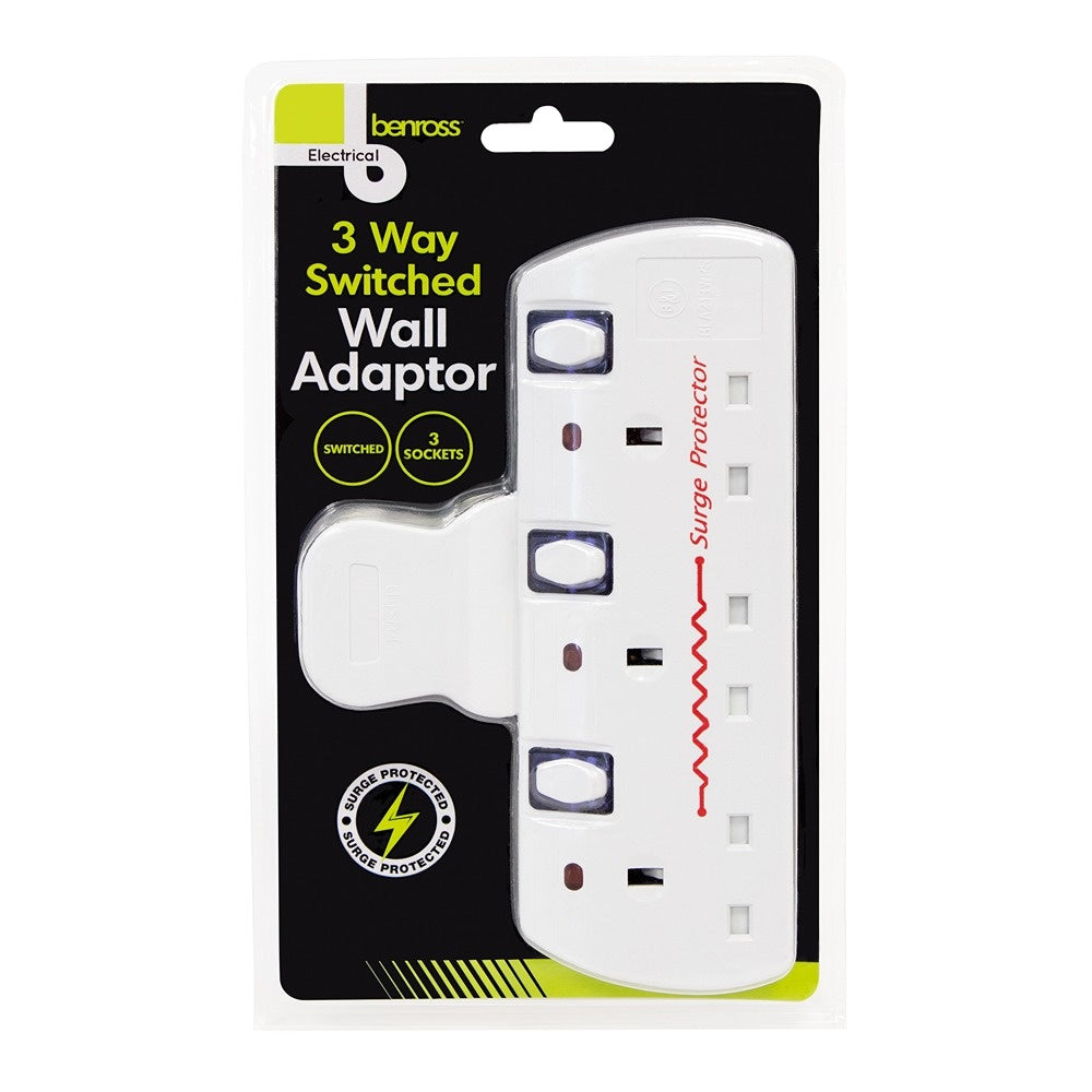 Benross 3-Way Switched Wall Adaptor with Surge Protection