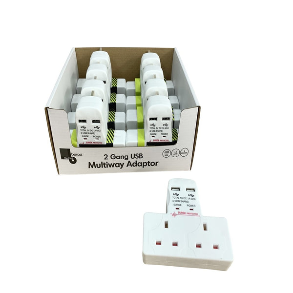Benross 2 Gang Multiway Adapter With 2 USB ports 13A