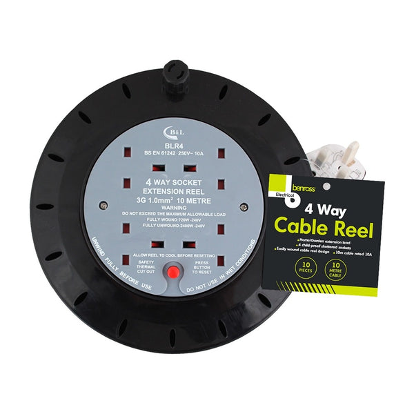 Benross 4 Way Cable Reel - 10m