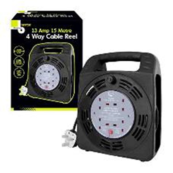 Benross 4-Way Cable Reel 15m Black