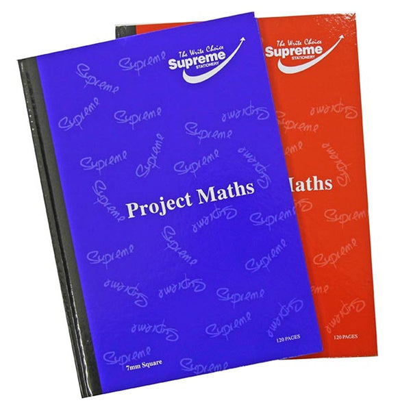 Supreme Sum Hardback A4 "Project Maths" Notebook | Blue and Red Covers, 120 Pages