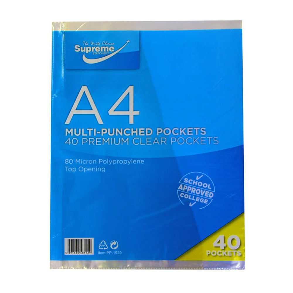 Supreme Polypockets Premium A4 Clear Pockets | 40Pk, 80-Micron Polypropylene