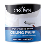 Crown Paint Pure Brilliant White Ceiling Paint | 2.5L, Low Drip
