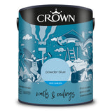 Crown Paint Powder Blue Mid Sheen Wall & Ceiling Paint | 5L, Breatheasy