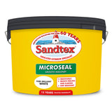Sandtex Microseal Smooth Masonry Paint Brilliant White | 10L, 15 Year Durability