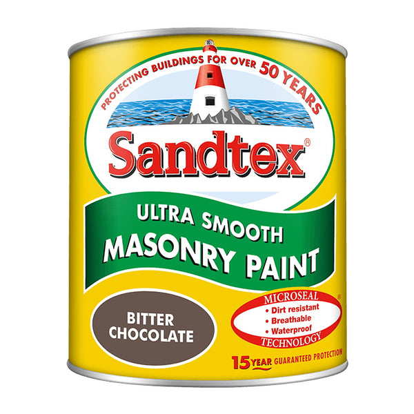 Sandtex Bitter Chocolate Smooth Masonry Paint | 2.5L, 15 Year Protection