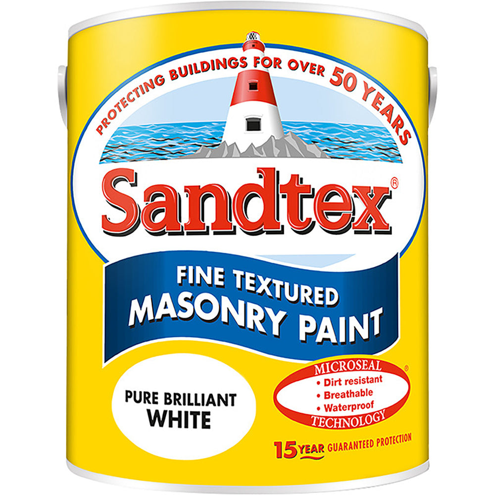 Sandtex Microseal Smooth Masonry Paint Brilliant White | 1L, 15 Year Protection